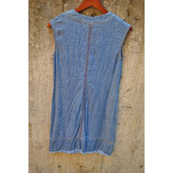 Trina Turk Chambray Denim Sleeveless Shift Dress with Pockets – Size XS - Picture 4 of 4